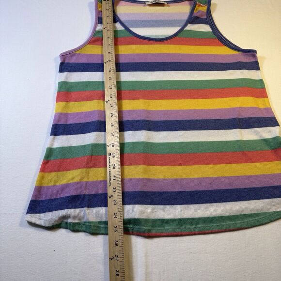 Haptics‎ Colorful Large Round Neck Striped Lightweight Knit Tank Swingy Loose - Picture 3 of 8
